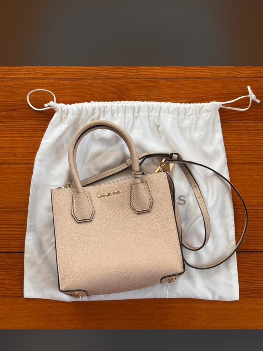 Michael Kors Blush Pebbled Leather Satchel with Crossbody Strap